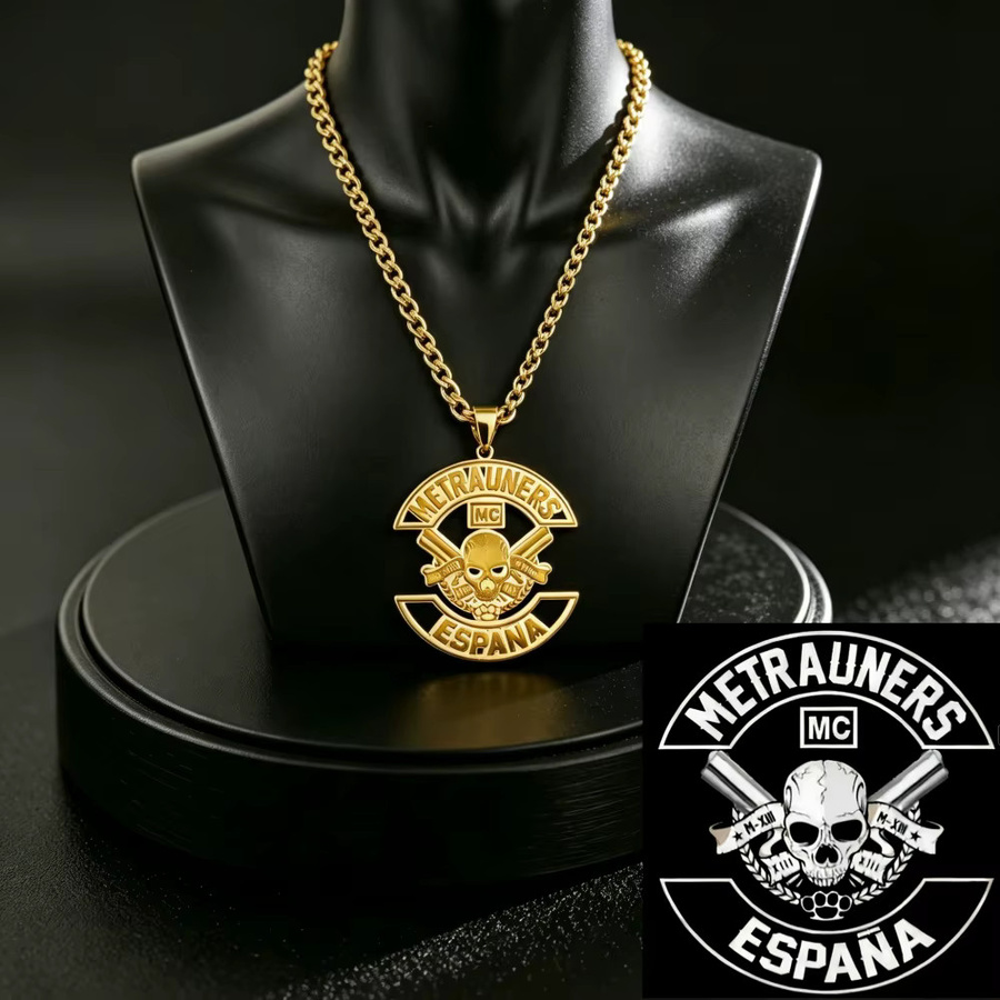 Halskette mit Logo-Anhänger, Edelstahl, Gold, Unisex - Bild 2