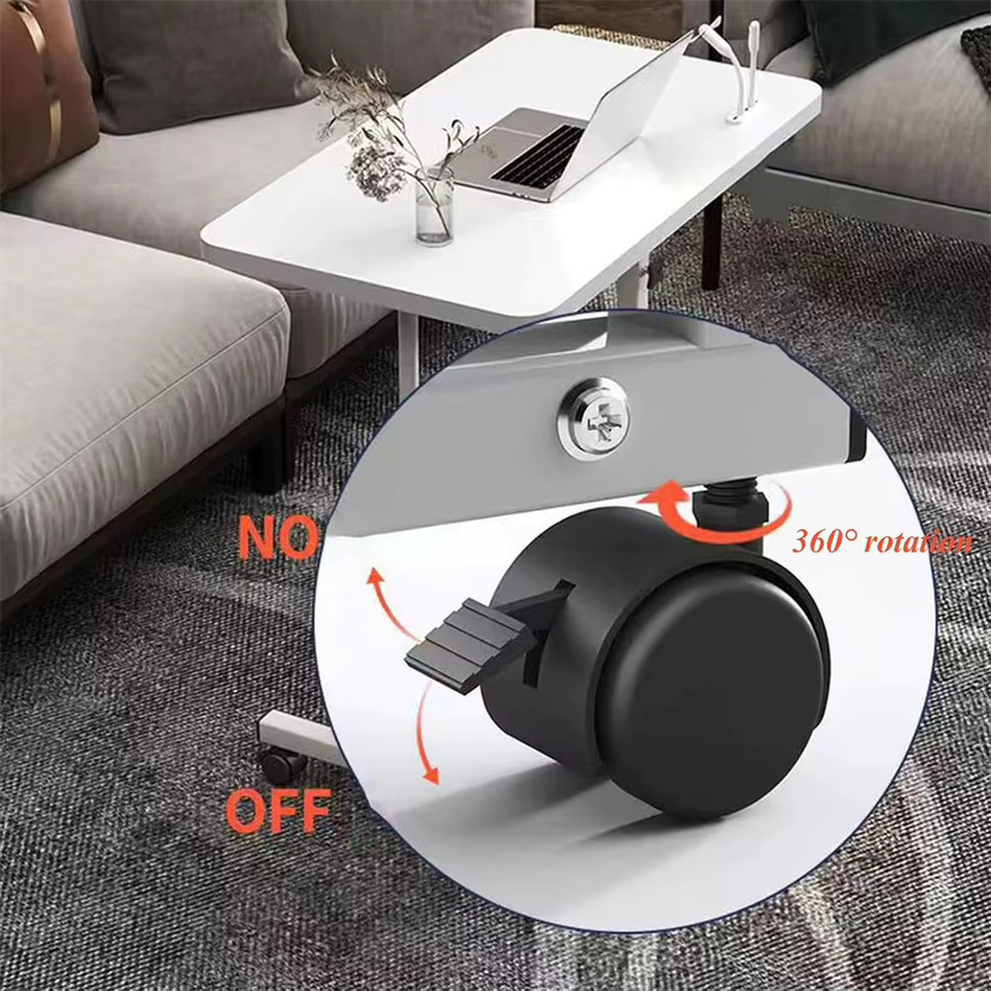 HiMISS Höhenverstellbarer Stehschreibtisch mit Rollen, Mobiler Laptop-Tisch für Home Office und Schlafzimmer, Schwarz oder Weiß - Bild 6