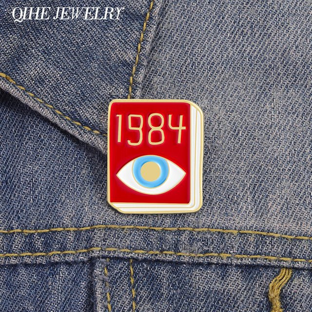 QIHE JEWELRY Anstecknadel Emaille, Buchaugen 1984, Unisex - Bild 1