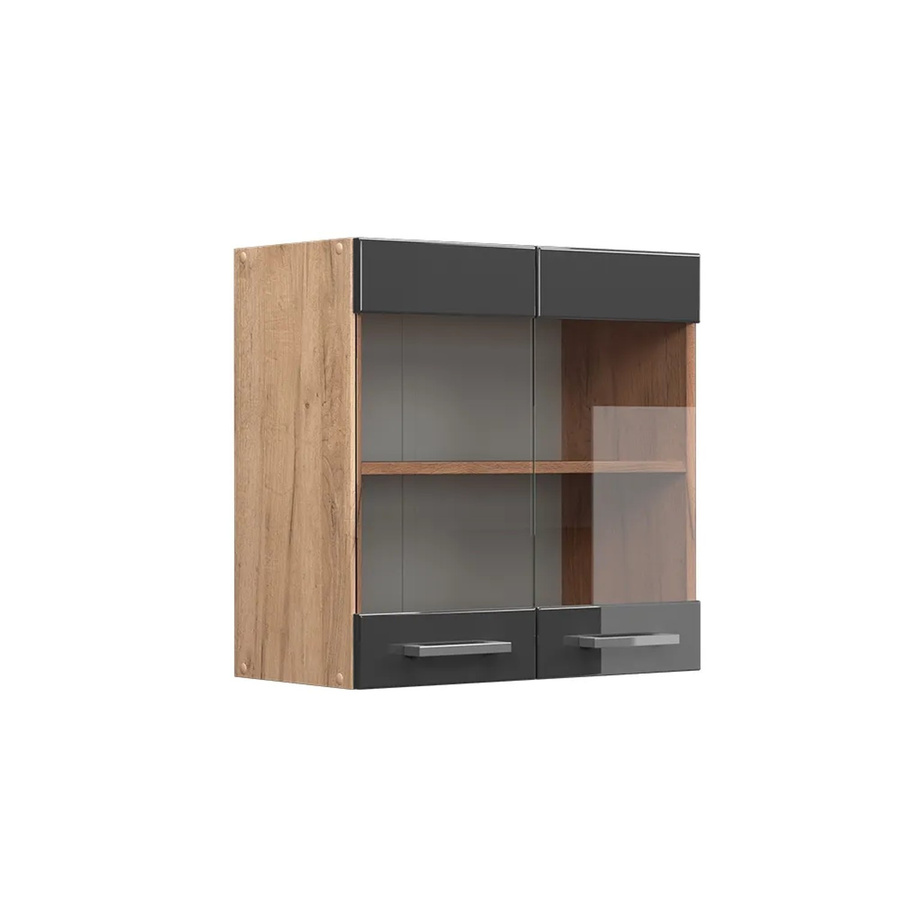 Vicco R-Line Hängeglasschrank Küchenschrank in Eiche und Anthrazit mit Glastüren, Breite: 60 cm - Bild 3