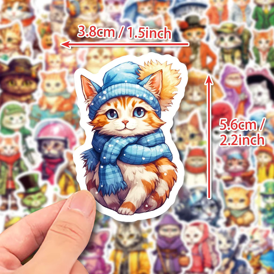 50 Stück bunte Katzen-Aufkleber von BulingBulingStickers Store für Handyhülle, Laptop und Gepäck - Bild 3