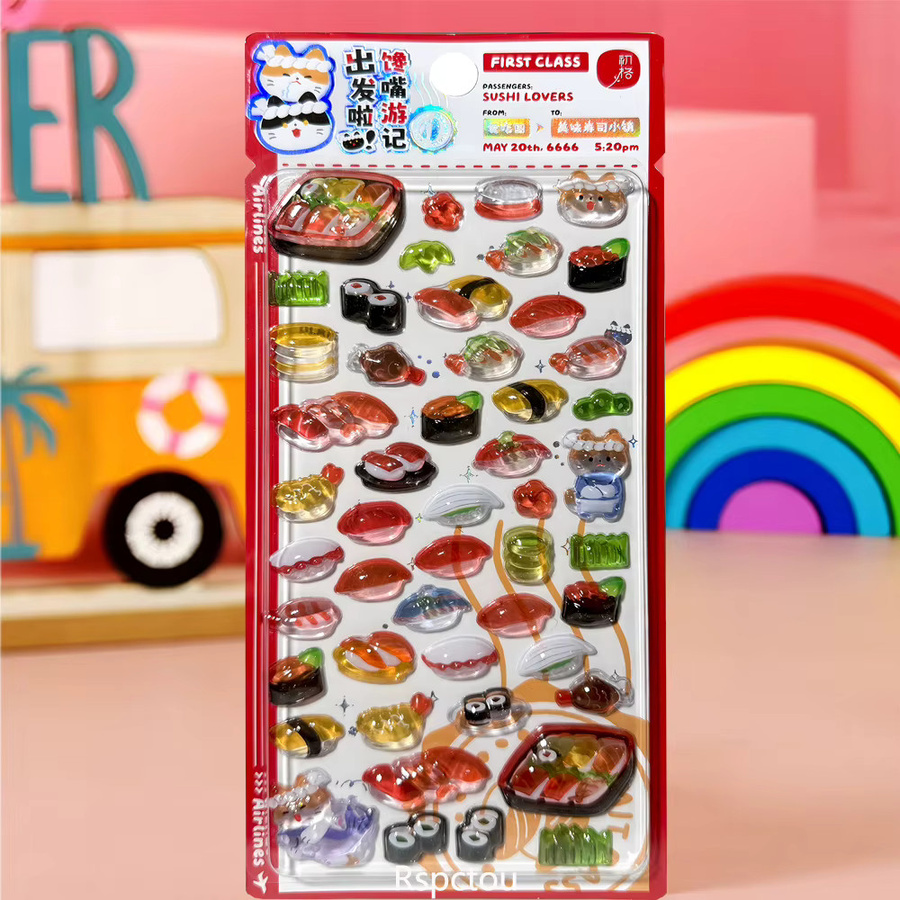 Rspctou Kawaii 3D Relief-Aufkleber, Cartoon-Essen Sushi Tiere, 4-teiliges Set - Bild 2