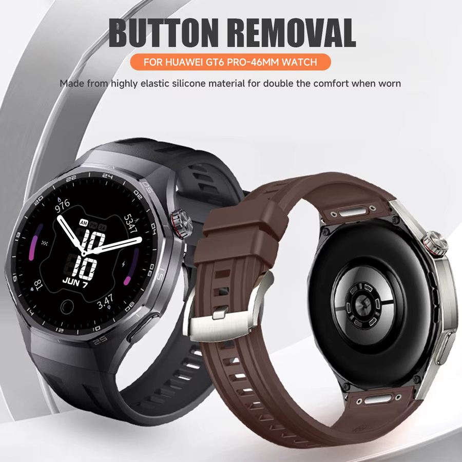 CAOWTAN Uhrenarmband Silikon, Schwarz, Unisex, für Huawei Watch GT 6Pro 46 mm - Bild 1
