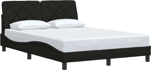 vidaXL Bettgestell ohne Matratze in Schwarz mit Stoffbezug, B/T: 140 x 190 cm - Bild 1