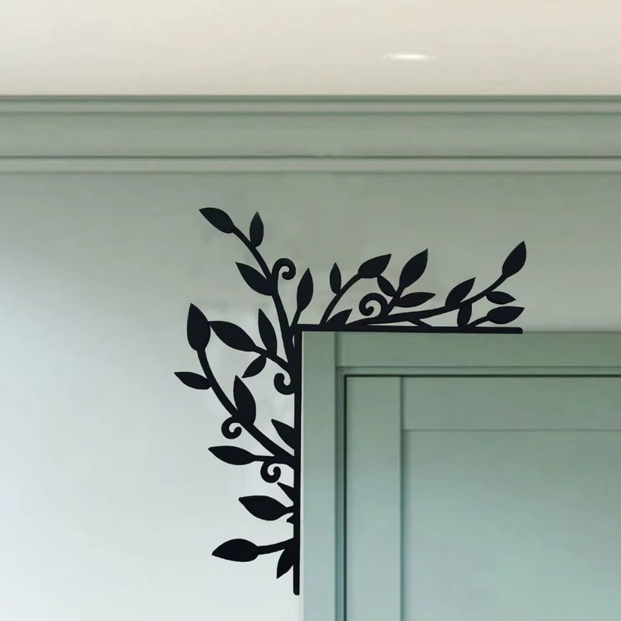 CIFBUY Wandkunst aus Metall in Schwarz als elegante Pflanzentür-Eckwanddekoration für Garten, Wohnzimmer oder Schlafzimmer - Bild 4