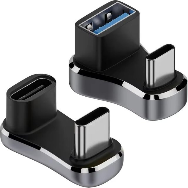 BSN 180-Grad-Winkel USB-C-Adapter Typ C Stecker auf Buchse mit 20Gbps und 140W PD Schnellladefunktion für Steam Deck und PC - Bild 1