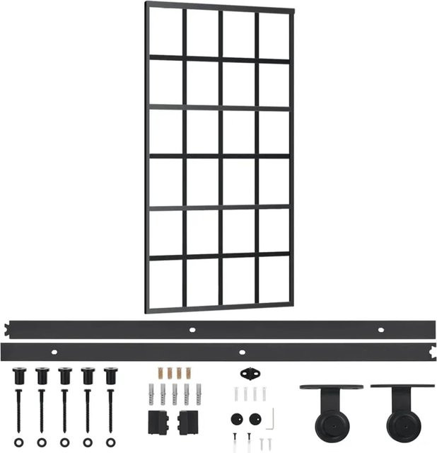 vidaXL Schiebetür aus ESG-Glas und Aluminium in Schwarz und Transparent, B: 102 cm, H: 205 cm - Bild 1