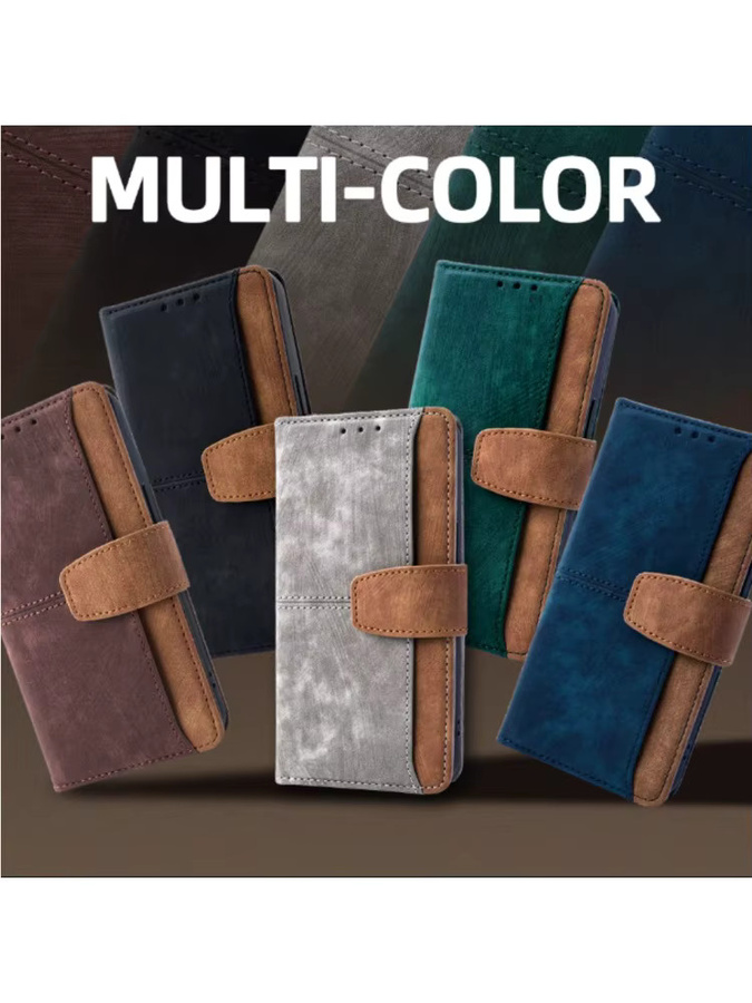 Kontrastfarbene Leder-Brieftasche Handyhülle für Nokia G42 G22 G21 G11 G310 C32 C22 in Grün mit Kartenfächern und Holster - Bild 7