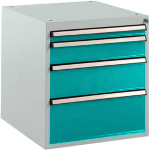 Manuflex BASETEC Schubfachschrank SP1140.5021 Stationär, 4 abschließbare Schubfächer, Farbe: Wasserblau RAL 5021 - Bild 1