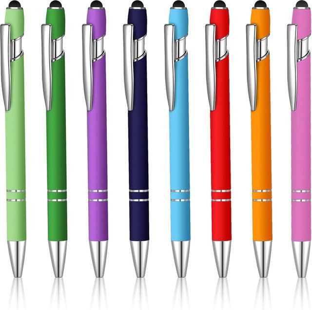 50er Set Wodemaya 2 in 1 Metall Kugelschreiber mit Stylus Touchscreen für Büro und Schule in Schwarz und Mehrfarbig - Bild 1