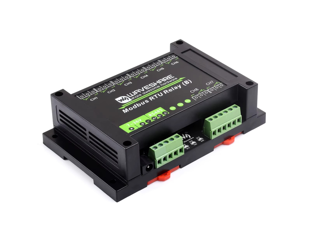 Waveshare Industrial Modbus RTU 8-Kanal-Relaismodul (B) mit RS485-Schnittstelle und Multi-Isolationsschutz in Schwarz, 7–36 V - Bild 2