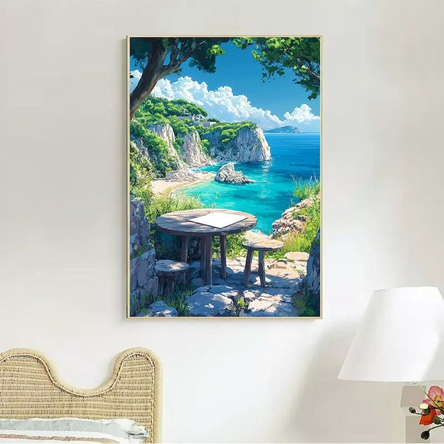 CHENISTORY Malen nach Zahlen Set mit Stadtstraße und Landschaft auf Leinwand, Mehrfarbiges Acrylmalset zur Wanddekoration für dein Wohnzimmer - Bild 1