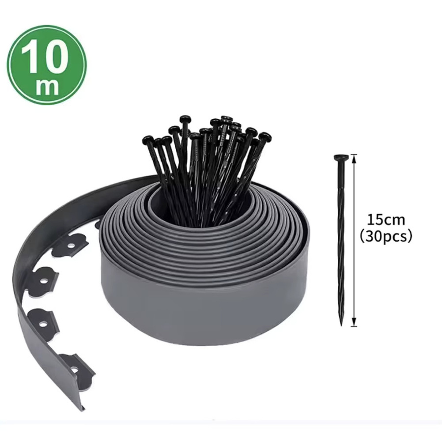 APWIKOGER Gartenrandbegrenzung Set in Schwarz, 10 m flexible Rasenkante mit 30 Pfählen für Blumenbeete und Rasenflächen - Bild 5