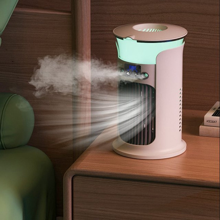 Houselin Mini Tragbare Klimaanlage und Luftbefeuchter mit USB-Anschluss und Nachtlampe in Grün und Weiß