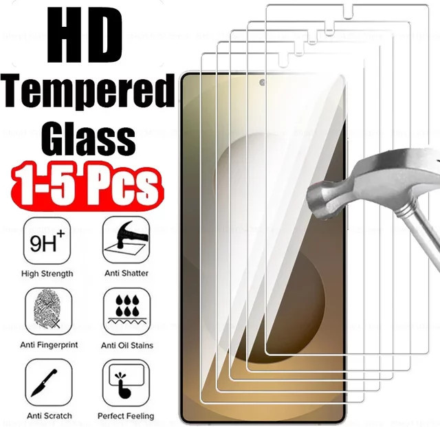 Samsung Galaxy S25 Ultra S23 Plus S24 FE Screen Protector aus gehärtetem Glas, transparent, 1-5 Stück - Bild 1