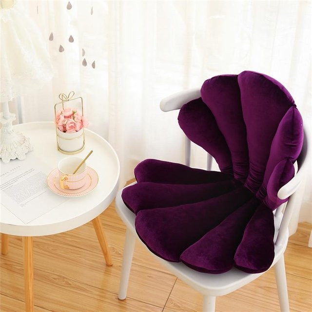 Yiran Furniture Muschel Rückenkissen aus Samt in Blau, Pink oder Lila, B/T/H: 75 x 50 x 6 cm - Bild 1