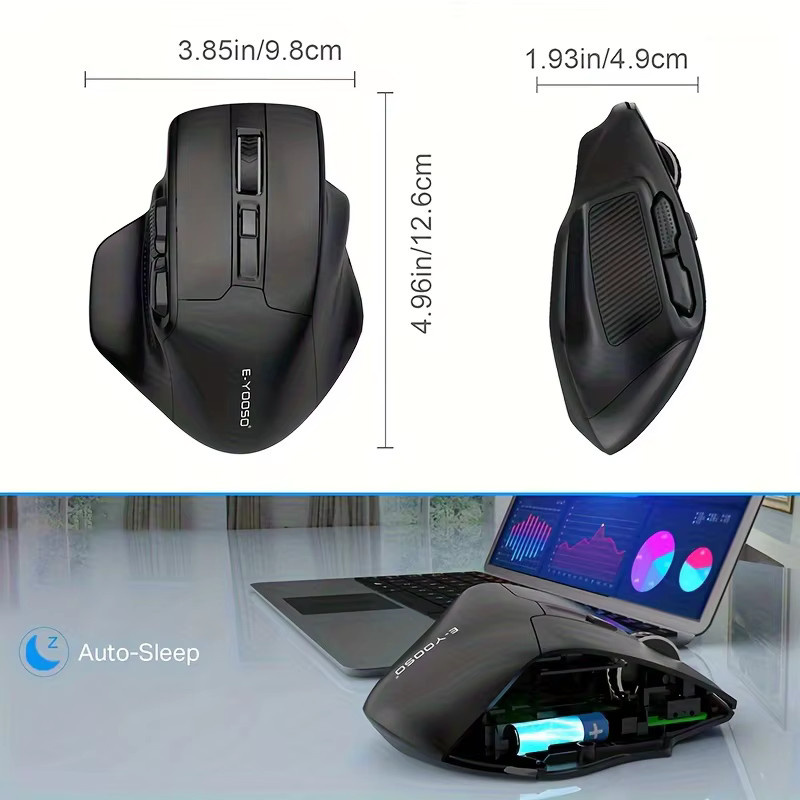 E-YOOSO X-31 Kabellose Ergonomische Gaming-Maus 2,4 G mit 4800 DPI in Schwarz für PC, Mac und Laptop - Bild 6
