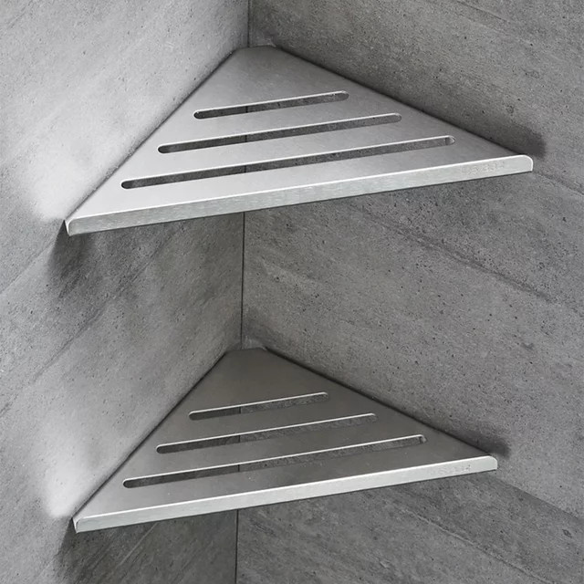 Eck-Duschregal Everso aus Edelstahl 304 in Silber, wandmontiertes Badezimmerregal ohne Bohren - Bild 1