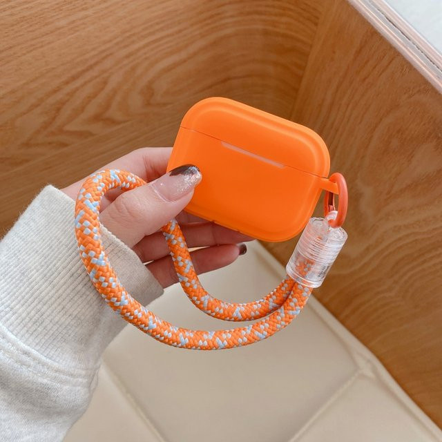 Silikon Kopfhörerabdeckung für AirPods Pro in Orange mit Lanyard - Bild 1