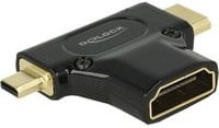 Delock HDMI-Adapter von HDMI-Buchse auf HDMI-Mini-C und HDMI-Micro-D Stecker, Schwarz - Bild 1