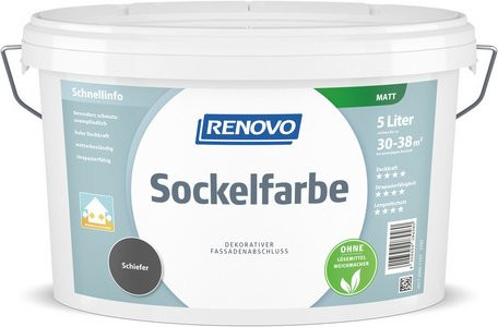 RENOVO Sockelfarbe Grau Matt Wasserbasierte Dispersionsfarbe für Gipskartonplatten - Bild 1