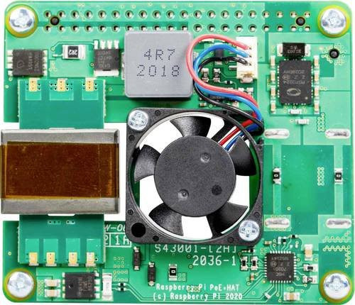 Raspberry Pi PoE+ Hat für Raspberry Pi 3 B+ und Raspberry Pi 4 B in Grün mit Ethernet/LAN - Bild 1