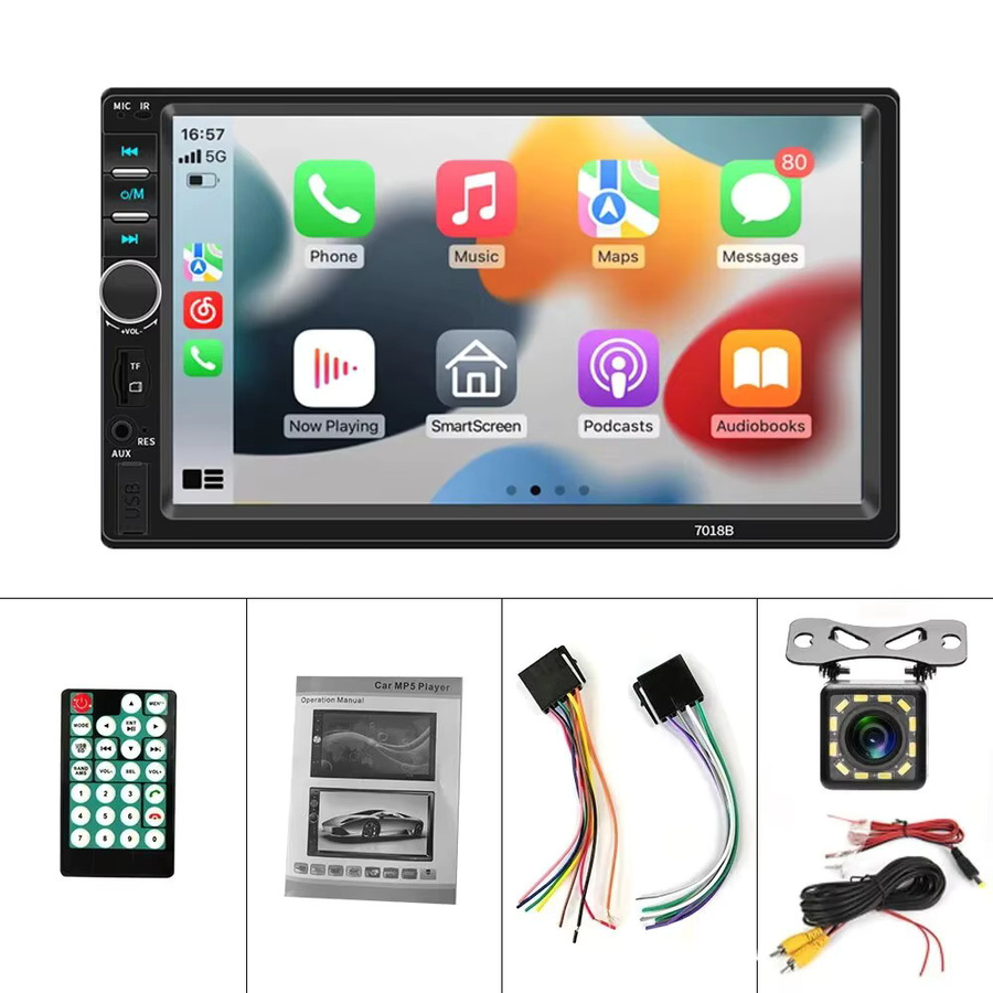 Acodo 7 Zoll Carplay Autoradio mit Touchscreen, MP5 Player mit USB, TF und FM Radio, Schwarz - Bild 6