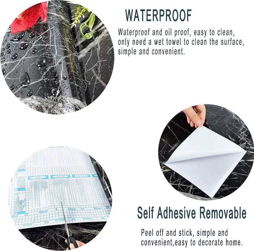 Selbstklebende Marmor Tapete aus Vinyl in Weiß, wasserfeste Dekorationsfolie für Küche und Wohnbereich, Breite: 40 cm - Bild 3