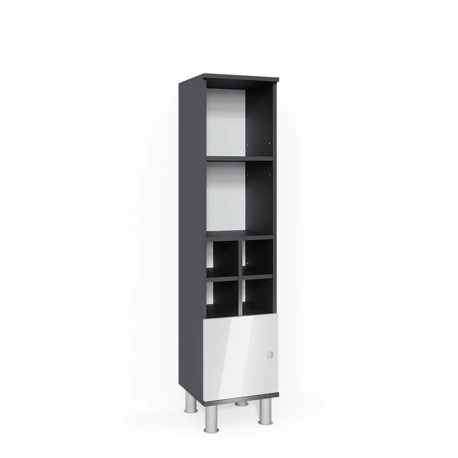 Vicco Badschrank Fynn Midischrank in Weiß und Anthrazit Hochglanz mit 7 Fächern B/T/H: 30 x 30 x 130 cm - Bild 3