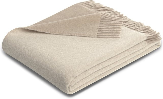 Plaid DOUBLEFACE aus Wolle in Beige mit Fransen und Reversibler Optik B/H: 130 x 170 cm - Bild 1