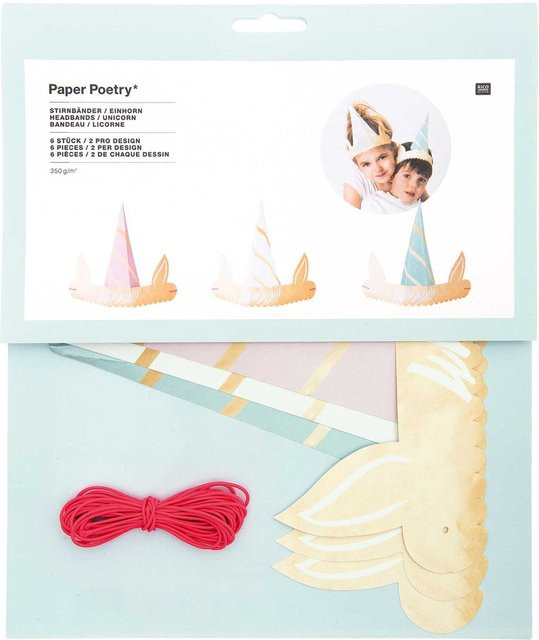 Rico Design Paper Poetry Stirnbänder Einhorn 6er Set neonpink - Bild 1
