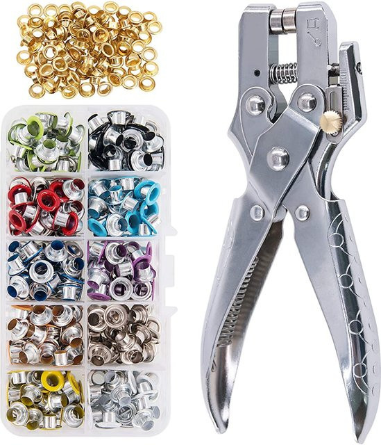 Metall Ösen Kit mit Installationswerkzeug in Multi-Farbe, 5mm Durchmesser, aus Stahl für Leder, Leinwand und Handwerk - Bild 1