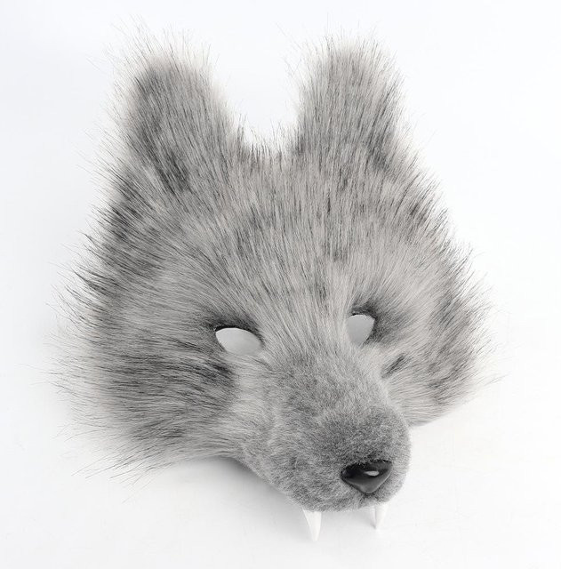YIRAN Fuchs Wolf Maske und Schwanz Set, Zubehör, Mädchen, Grau - Bild 1