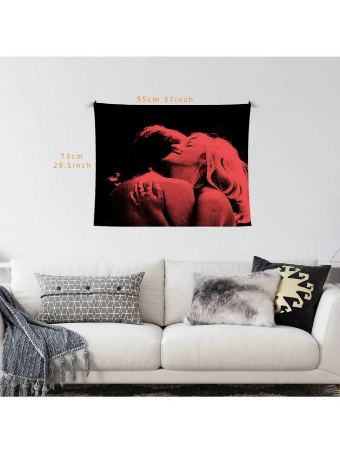 VIKAMA Wandteppich TV Girl French Exit Album Cover Retro Design in Rot und Schwarz, B/H: 60 x 40 cm - Bild 2