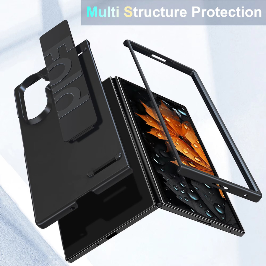 Stoßfeste Samsung Z Fold 7 6 5 4 3 Handyhülle mit Handgelenkschlaufenhalterung und Bildschirmfolie in Schwarz - Bild 3