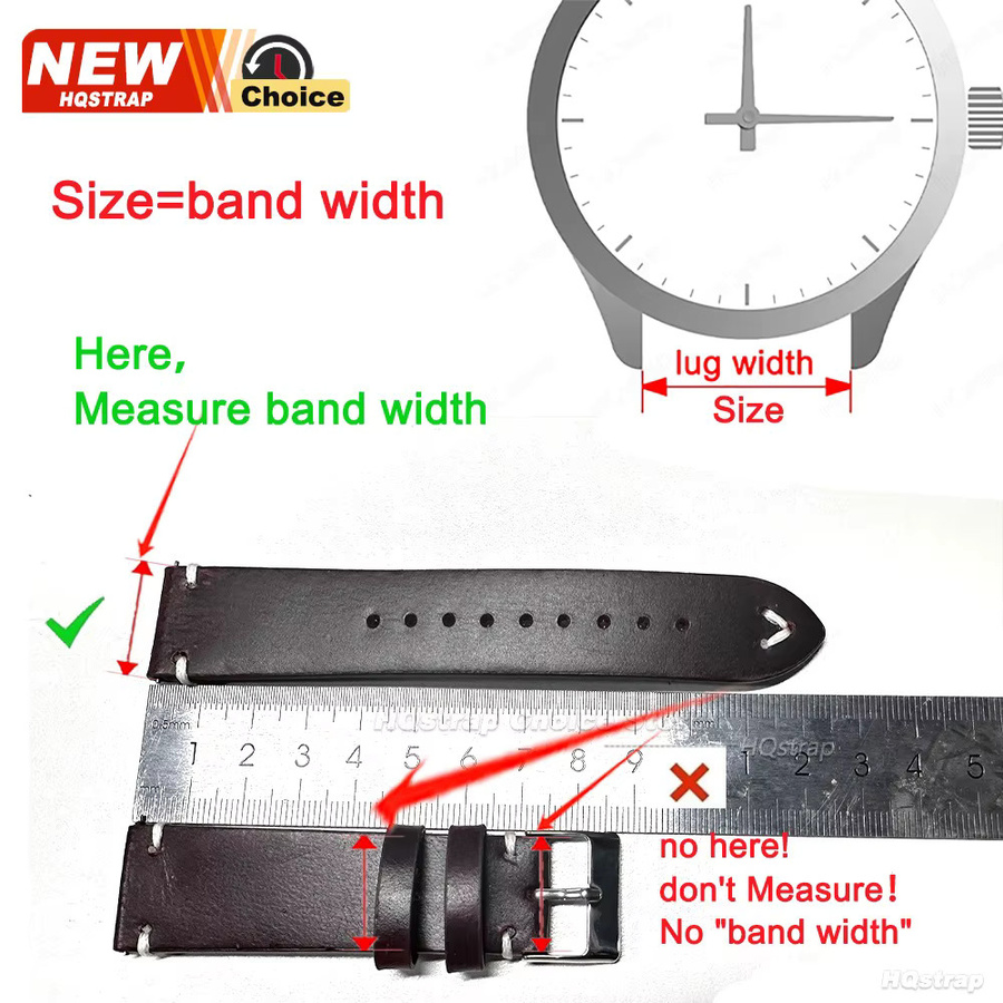 HQstrap Uhrenarmband Leder, Retro, Schwarz, Unisex - Bild 3