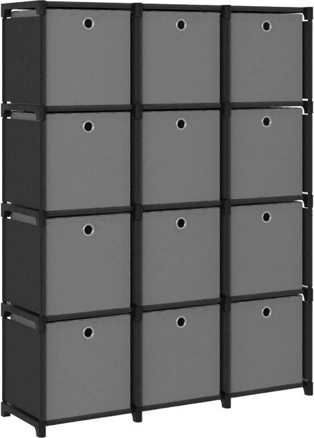 vidaXL Würfel-Regal mit 12 Fächern und Boxen in Schwarz, B/T/H: 103 x 30 x 141 cm - Bild 1