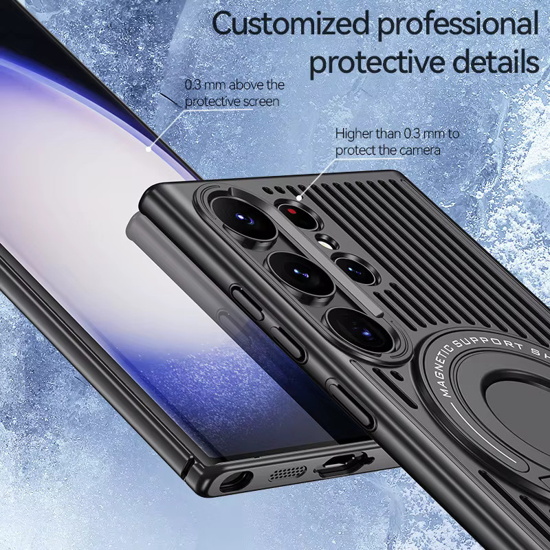 Magnetische Schutzhülle mit Wärmeableitung und unsichtbarem Halter für Samsung Galaxy S23 Ultra, S24 Ultra und S25 Ultra in Schwarz - Bild 2