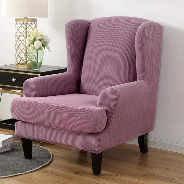 Dehnbare Flügelsessel-Abdeckung in Lila für dein Wohnzimmer, rutschfest und waschbar - Bild 1