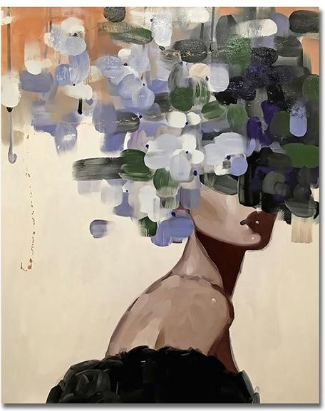 Abstraktes Leinwandgemälde von Scorpio Art Museum mit Blumen- und Baum-Motiv, Porträt einer Frau in Mehrfarbig, Wandkunst Poster, Breite: 40 cm, Höhe: 50 cm - Bild 1
