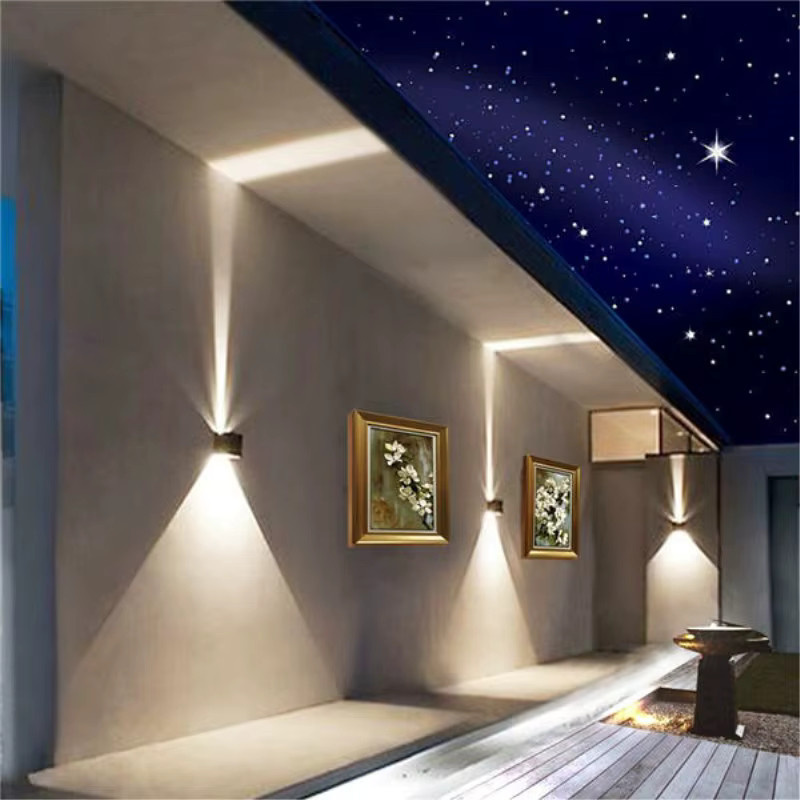 Moderne LED Wandleuchte IP65 wasserdicht in Schwarz aus Metall mit verstellbarem Up-Down Licht für Innen und Außen, Warmweiß - Bild 6