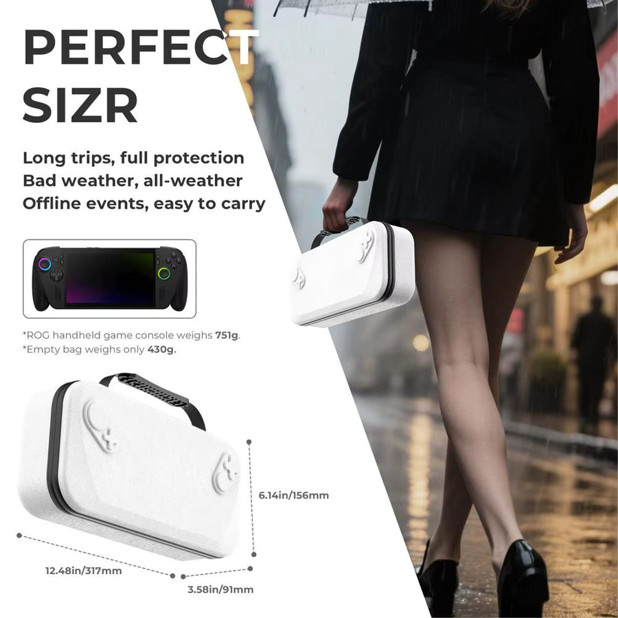 Universelles Hardcase für Asus ROG Ally X und Xbox Handheld Maschinen, Tragbare Zipper Tasche mit Tragegriff, Schwarz - Bild 5