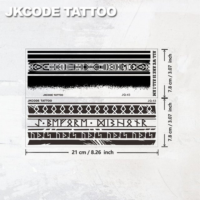JKCODE TATTOO Wasserfestes Hand-Tattoo für Herren, Schwarz, Wikinger-Muster - Bild 1