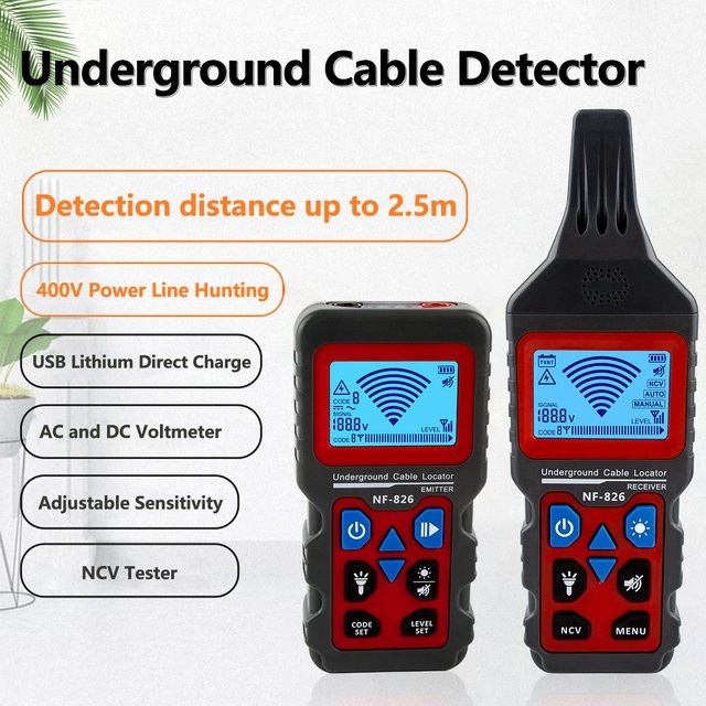 Noyafa NF-826 Hochspannungsdraht Tracker und tragbarer Telefonkabel Locator sowie Untergrund-Rohr-Detektor in Schwarz - Bild 1