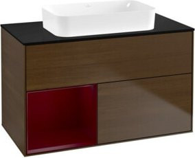 V&B Waschtischunterschrank Finion mit Wandbeleuchtung, Farbe Walnut Veneer, Breite: 100 cm, Tiefe: 60,3 cm - Bild 1