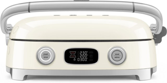 Smeg Multifunktions-Kontaktgrill MGF01CREU in Creme mit digitalem Display und herausnehmbaren Platten - Bild 1