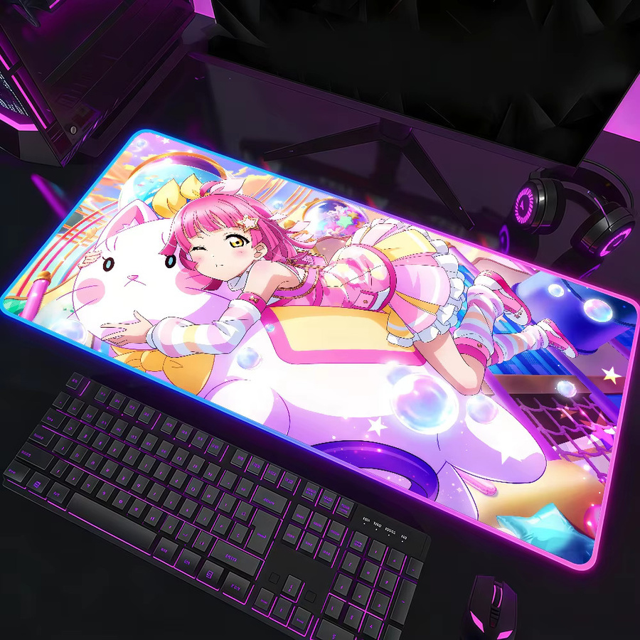 ZZZ Gaming Rina Mauspad XXL mit RGB LED Hintergrundbeleuchtung, rutschfeste Gummi-Schreibtischunterlage in Multicolour - Bild 2