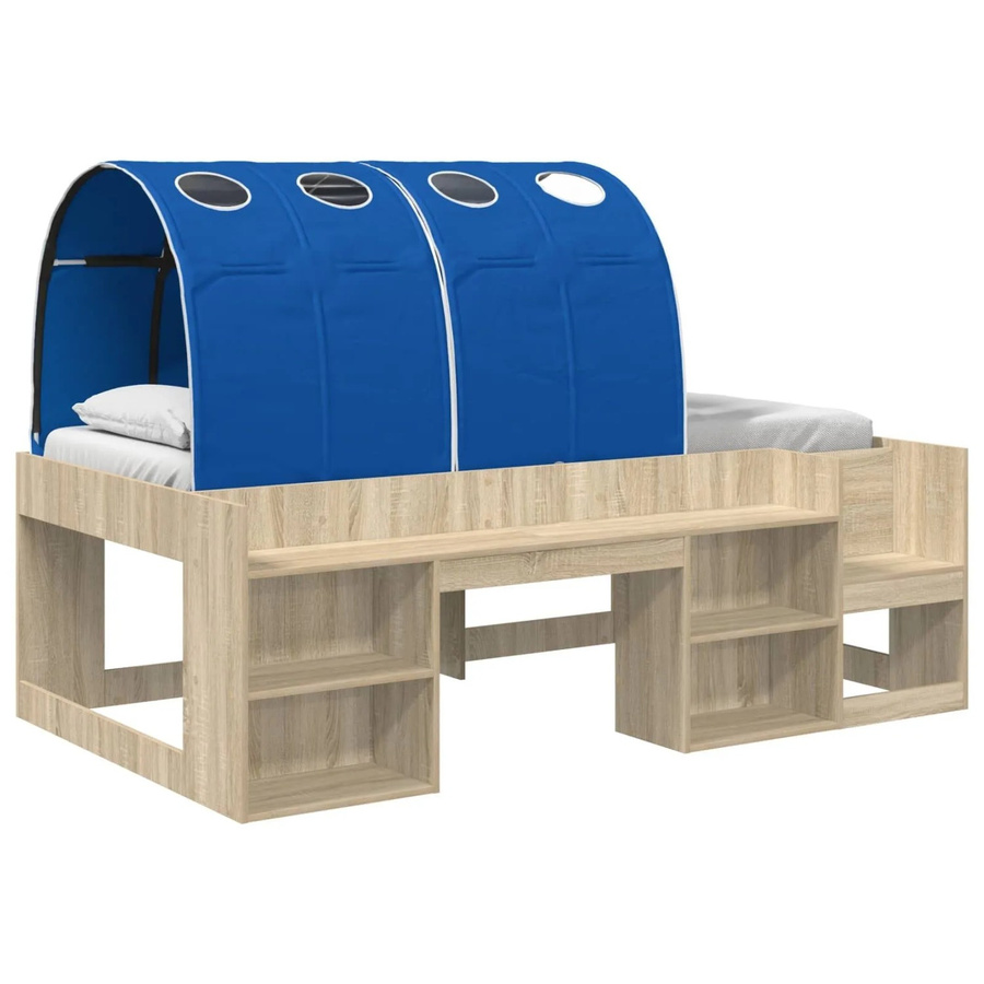 vidaXL Bettgestell mit Tunnel und Regal, 3-teiliges Set, Sonoma Eiche und Blau, B/T/H: 90 x 190 x 118,5 cm - Bild 2