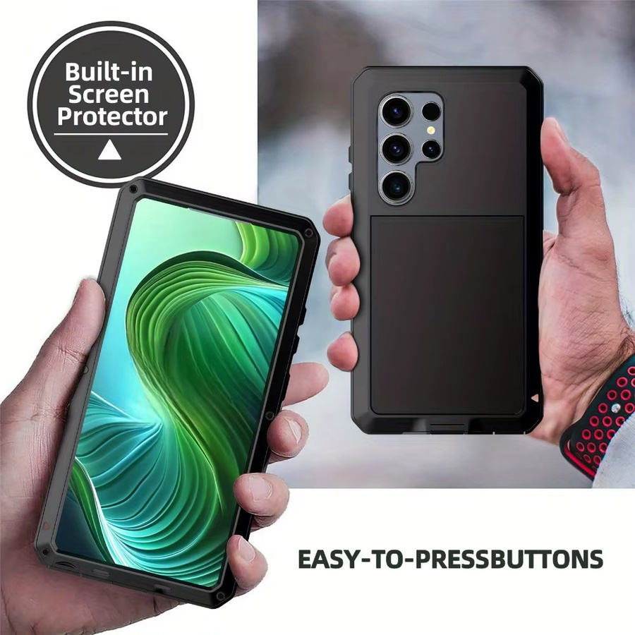 Robuste Aluminium-Metall-Schutzhülle für Samsung Galaxy S25 Ultra S24 S23 S22 S21 S20 Plus, Stoßfeste Panzerung für Android, Farbe: Silber - Bild 5