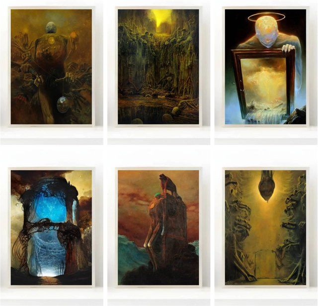 DIY Malset nach Zahlen mit Surrealismus-Kunstwerk von Zdzislaw Beksinski der Marke Potdemiel zur Wanddekoration - Bild 1